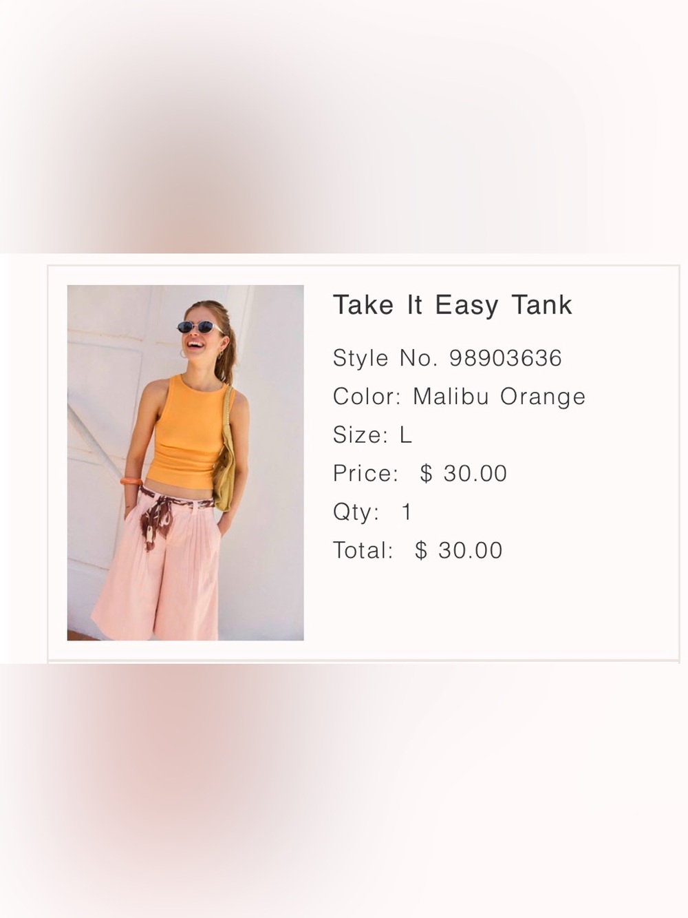 Free People Tank - Malibu Orange - L